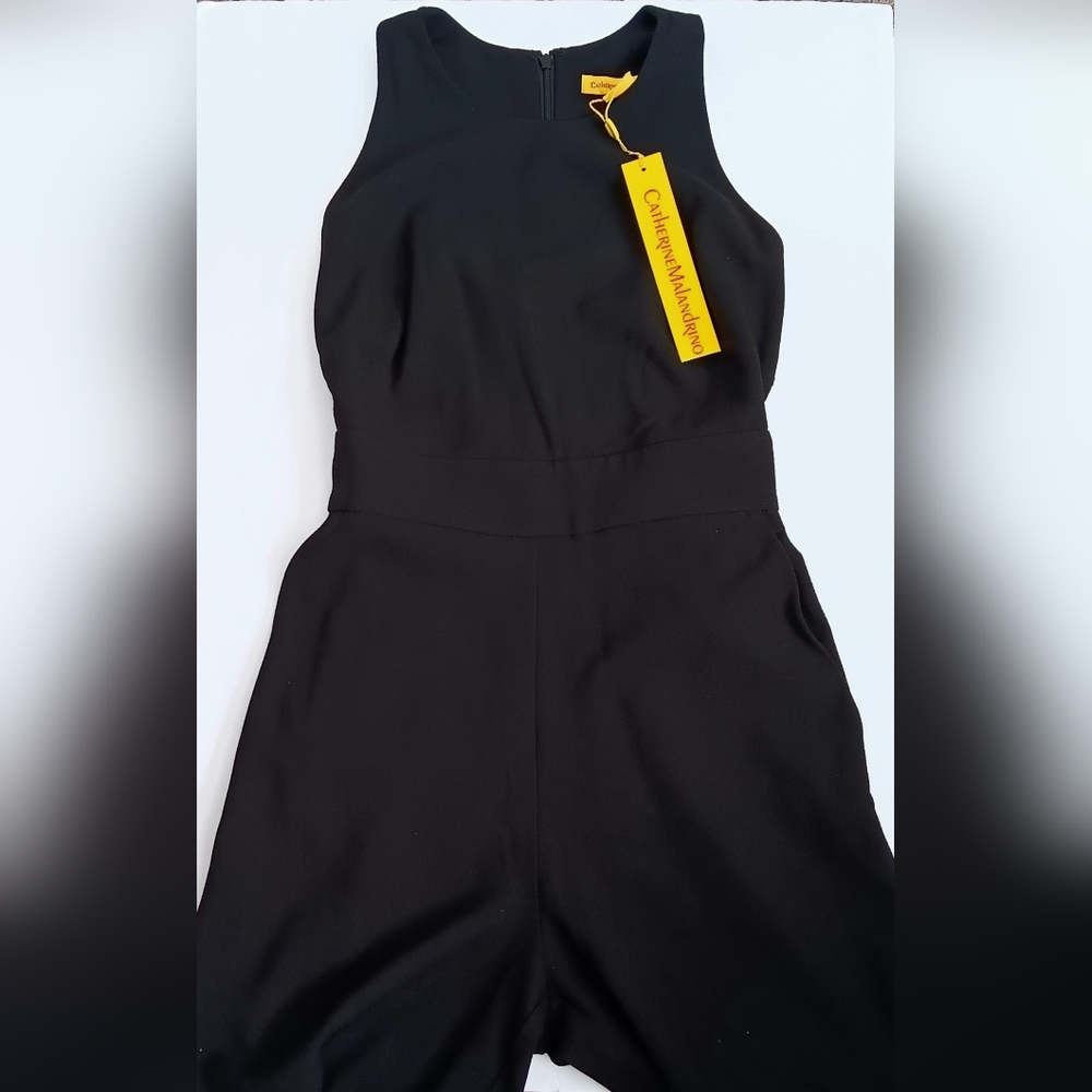 Catherine Malandrino Elegant Black Jumpsuit Cut Out Back Flare Leg Sz 2  NWT